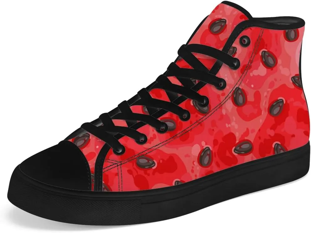 Watermelon High Top Canvas Shoes Mens Womens High Top Sneakers Lace Up Casual Shoes Gifts for Men Women