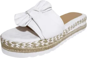 Wedge Sandals for Women Summer Cool Slip-on Bowknot Slides Espadrille Sandals Fashion Bohemian Platform Espadrilles Slip On Sandals Lightweight Breathable Walking Shoes Outdoor Shoes