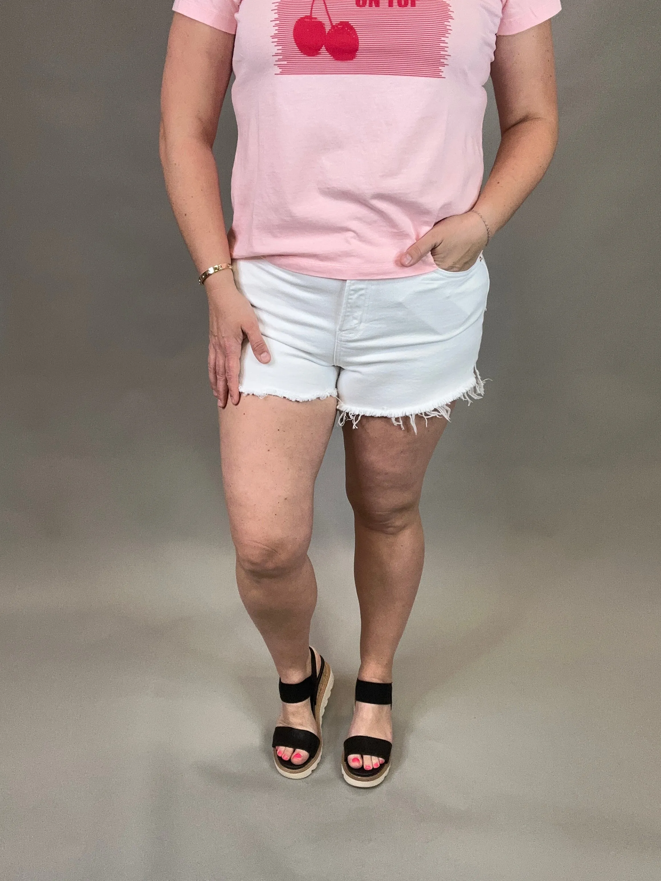 White Super High Rise Denim Shorts
