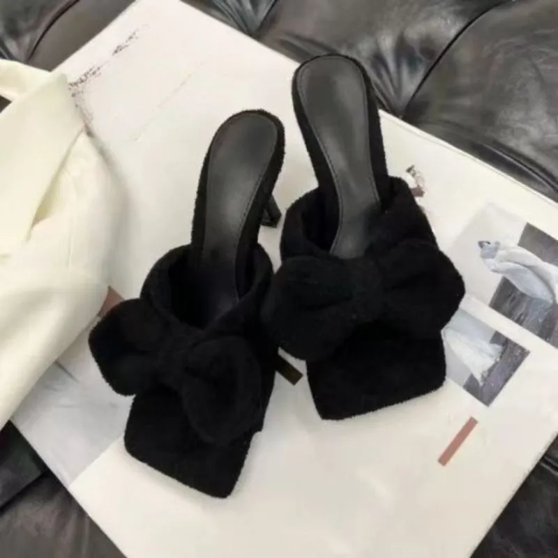 Women High Heel Mules Sweet Bowknot