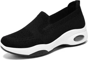 Women Walking Shoes Slip-On Breathable Mesh Trainers Orthopedic Arch Support Shoes Casual Comfortable Jogging Sneaker Lightweight Athletic Sport Sneaker