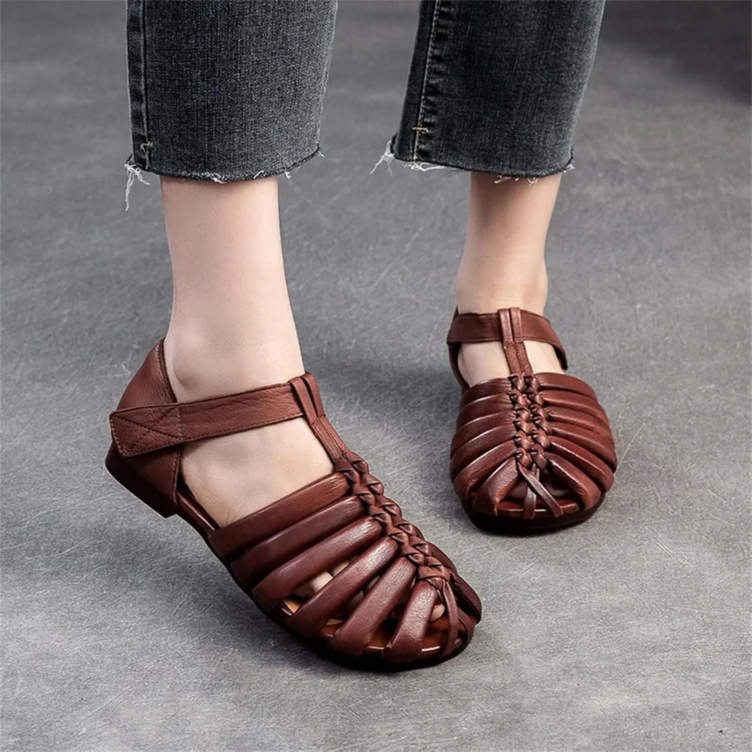 Women's Genuine Leather Moccasins - 1.5cm Soft Soled Comfy Ethnic Hook Summer