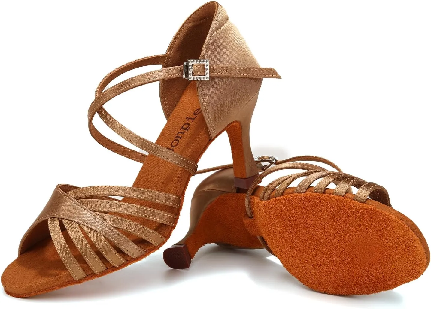 Women's Latin Dance Shoes Satin Salsa Ballroom Performance Practice Dancing Shoes