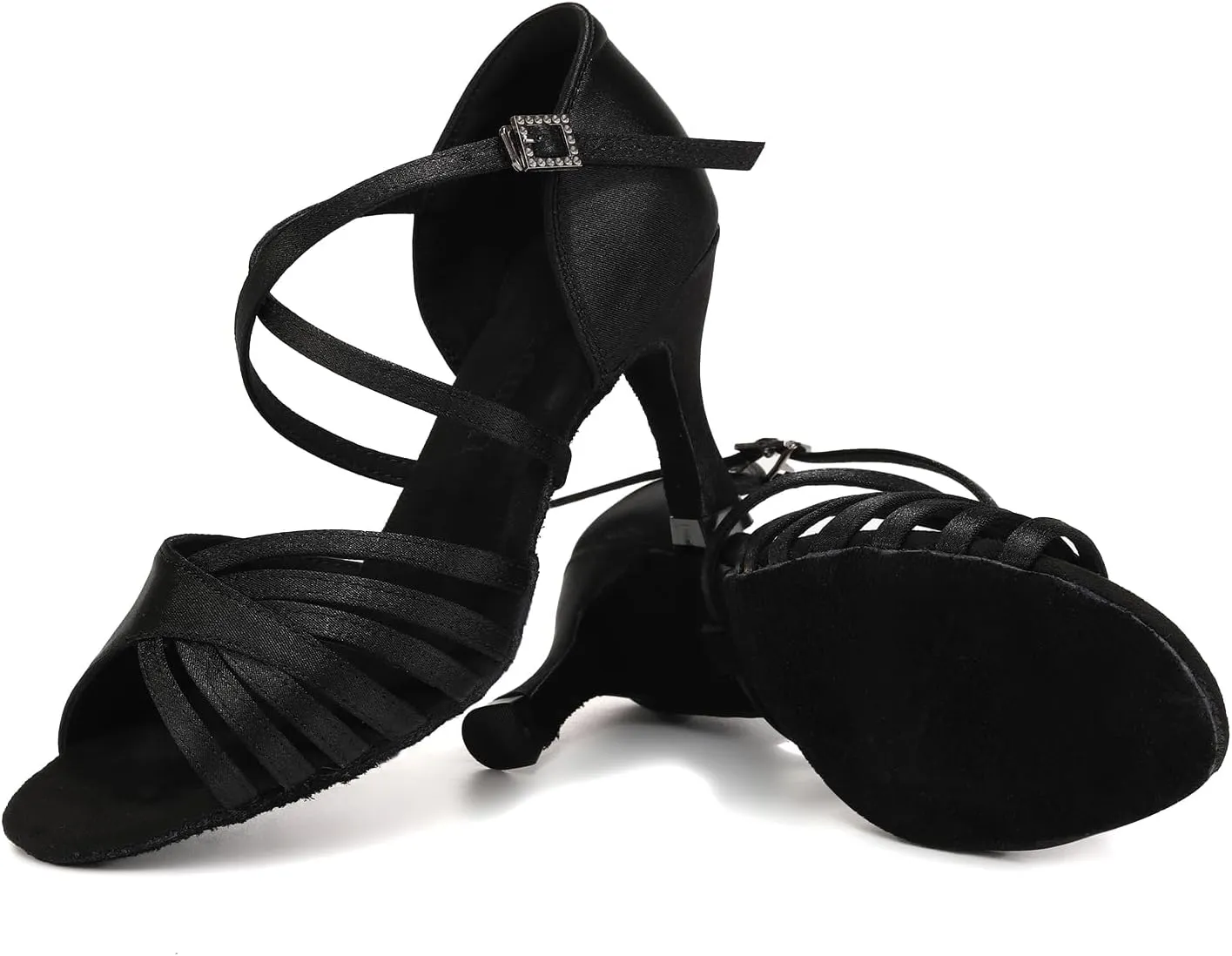 Women's Latin Dance Shoes Satin Salsa Ballroom Performance Practice Dancing Shoes