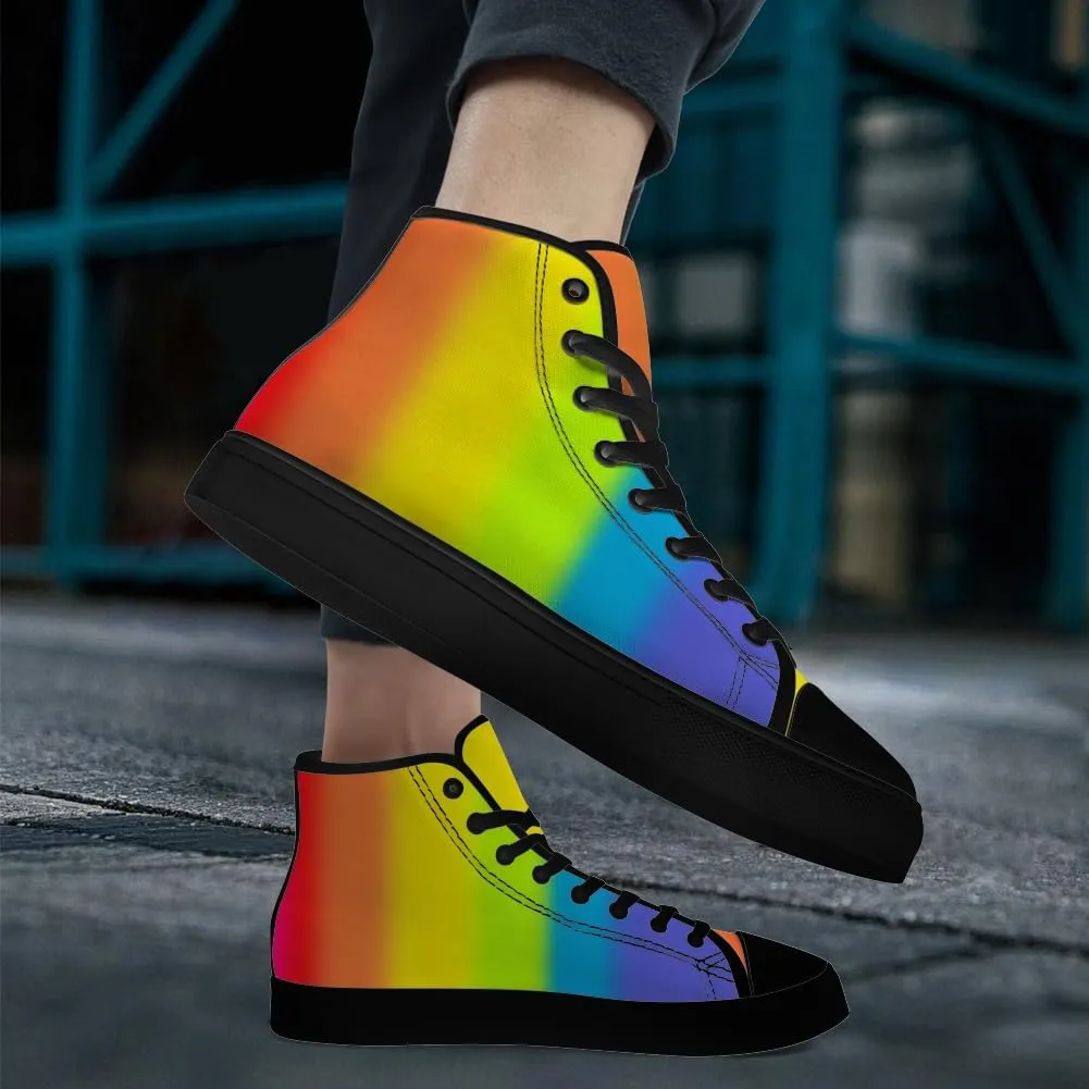 Women's Men's Gradient High Top Canvas Shoes Rainbow High Top Sneakers Lace Up Casual Shoes Gifts for Men Women