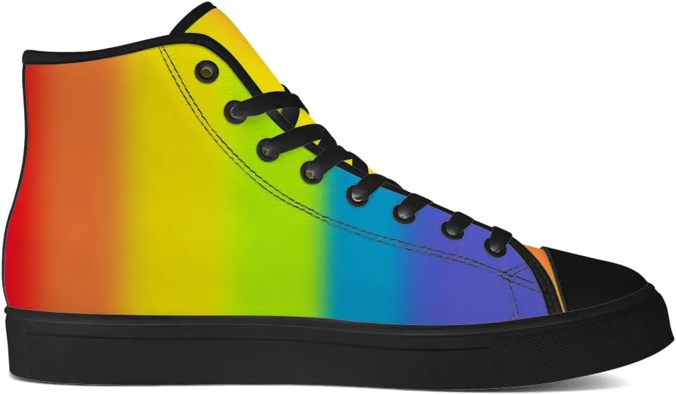 Women's Men's Gradient High Top Canvas Shoes Rainbow High Top Sneakers Lace Up Casual Shoes Gifts for Men Women