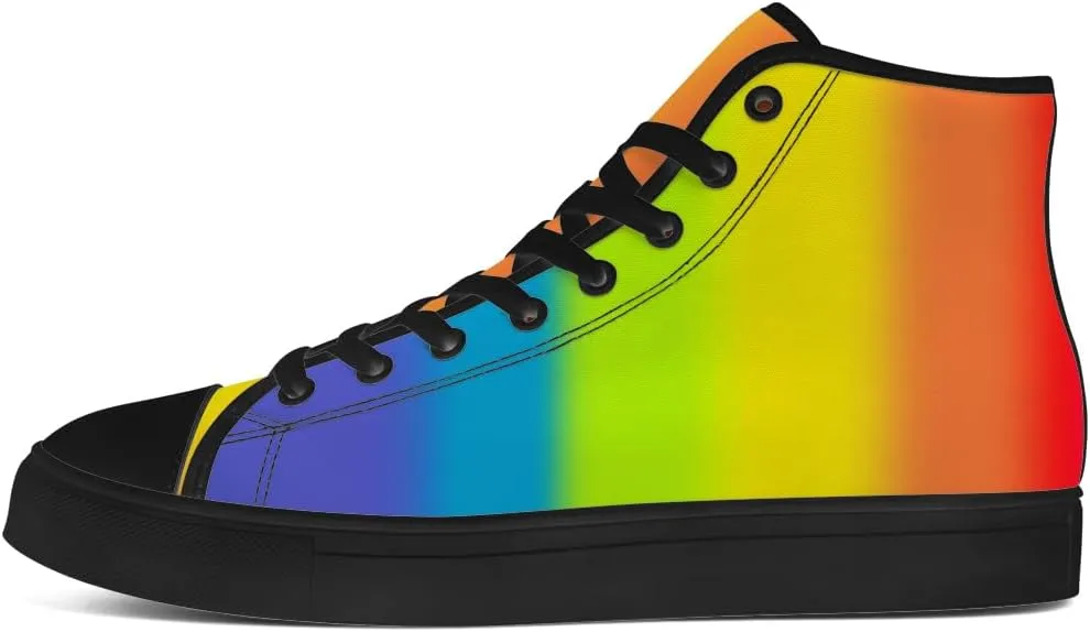 Women's Men's Gradient High Top Canvas Shoes Rainbow High Top Sneakers Lace Up Casual Shoes Gifts for Men Women