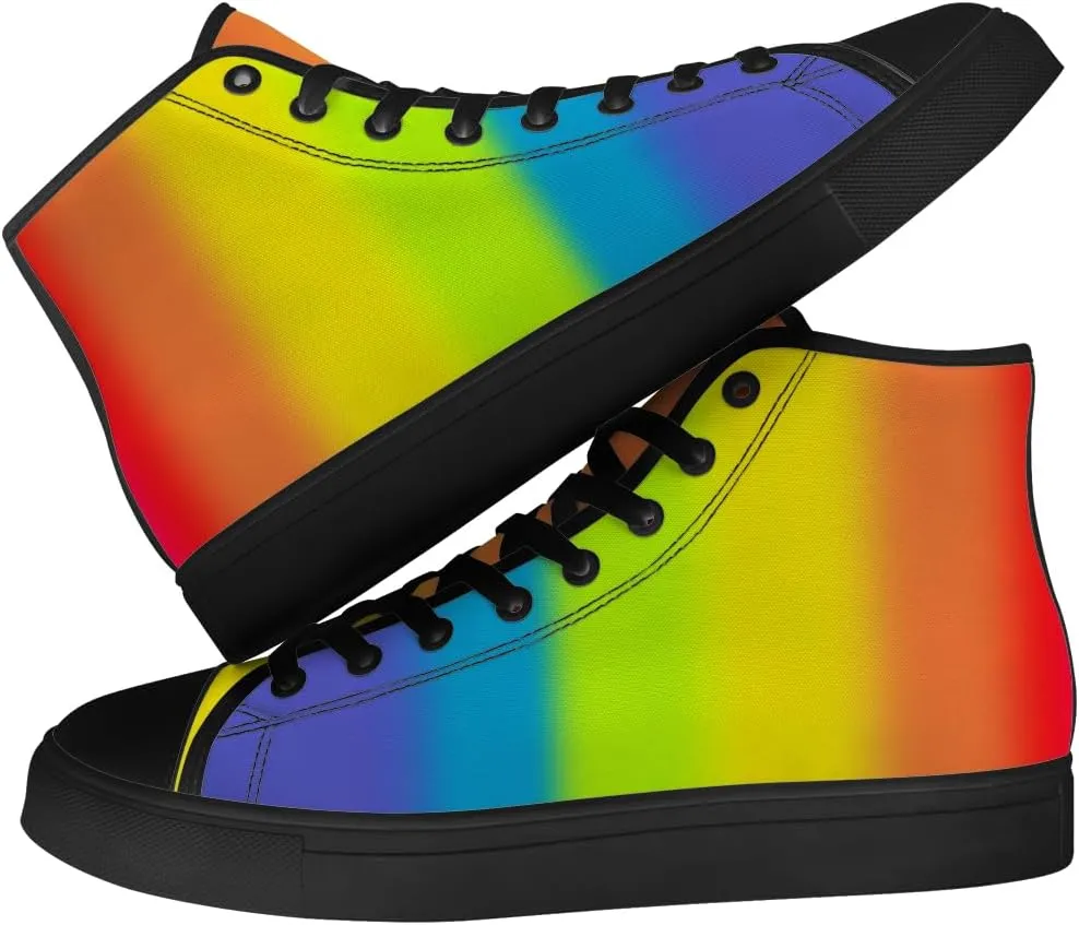 Women's Men's Gradient High Top Canvas Shoes Rainbow High Top Sneakers Lace Up Casual Shoes Gifts for Men Women
