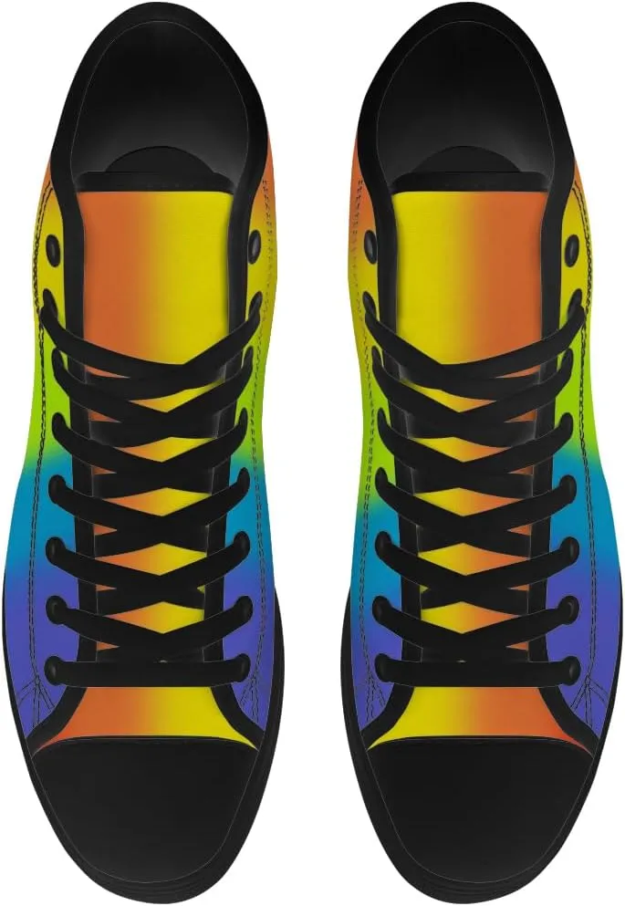 Women's Men's Gradient High Top Canvas Shoes Rainbow High Top Sneakers Lace Up Casual Shoes Gifts for Men Women