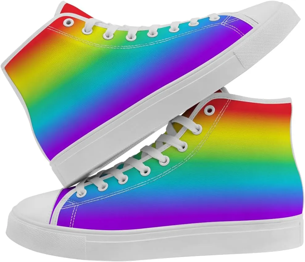 Women's Men's Rainbow High Top Sneakers LGBT High Top Canvas Shoes Lace Up Casual Shoes Gifts for Boyfriend Girlfriend