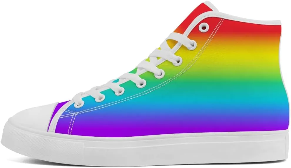 Women's Men's Rainbow High Top Sneakers LGBT High Top Canvas Shoes Lace Up Casual Shoes Gifts for Boyfriend Girlfriend