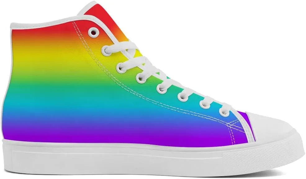 Women's Men's Rainbow High Top Sneakers LGBT High Top Canvas Shoes Lace Up Casual Shoes Gifts for Boyfriend Girlfriend