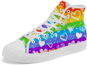 Women's Men's Rainbow High Top Sneakers LGBT High Top Canvas Shoes Lace Up Casual Shoes Gifts for Boyfriend Girlfriend