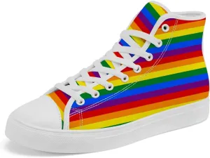 Women's Men's Rainbow High Top Sneakers LGBT High Top Canvas Shoes Lace Up Casual Shoes Gifts for Boyfriend Girlfriend