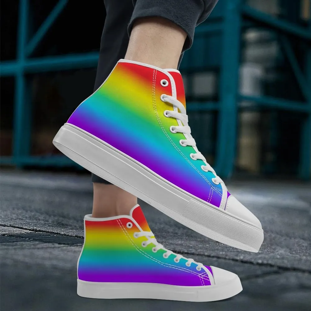 Women's Men's Rainbow High Top Sneakers LGBT High Top Canvas Shoes Lace Up Casual Shoes Gifts for Boyfriend Girlfriend