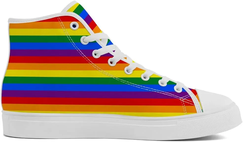 Women's Men's Rainbow High Top Sneakers LGBT High Top Canvas Shoes Lace Up Casual Shoes Gifts for Boyfriend Girlfriend