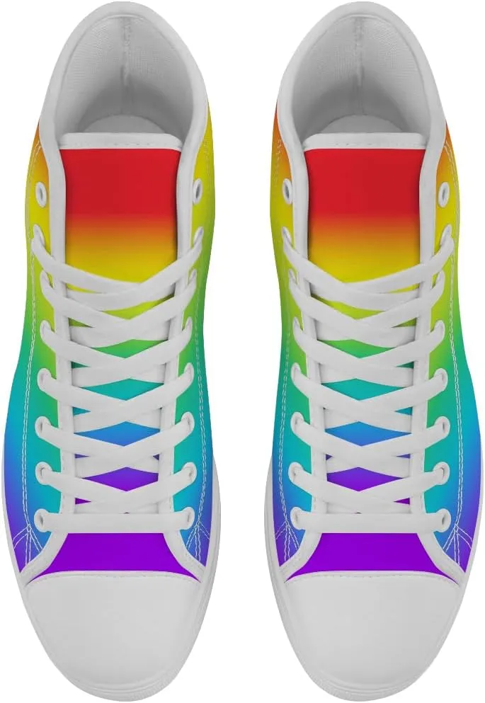 Women's Men's Rainbow High Top Sneakers LGBT High Top Canvas Shoes Lace Up Casual Shoes Gifts for Boyfriend Girlfriend