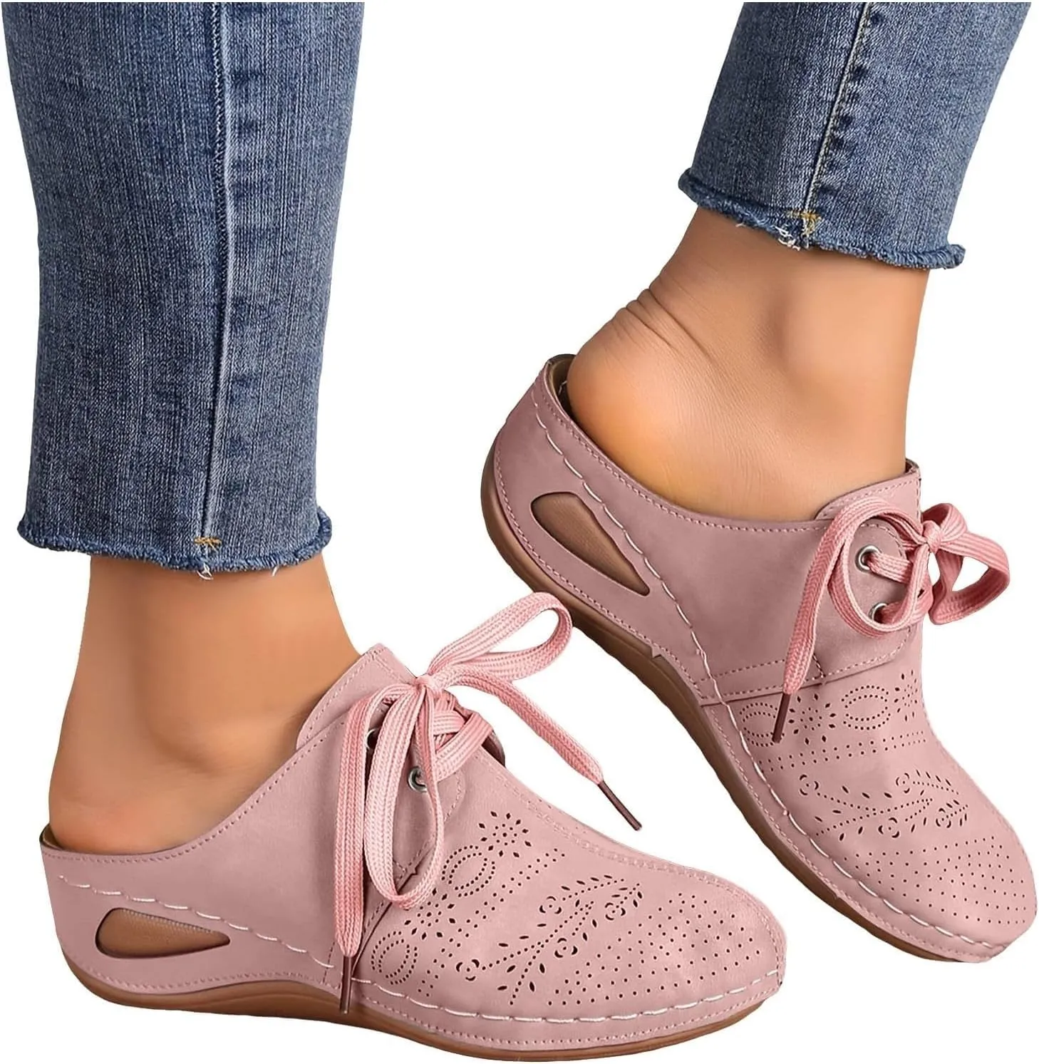 Women's Mules & Clogs Closed Toe Platform Wedge Sandals Comfortable Slip On Slides Breathable Clogs Outdoor Slippers Hollow Out Walking Shoes with Arch Support