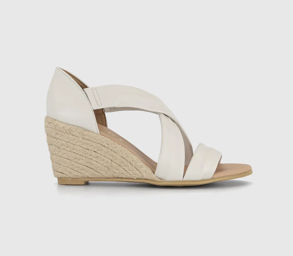 Womens Office Maiden Cross Strap Espadrille Wedge White Leather