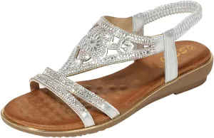 Women's Sandals Travel Summer Beach Sandals Comfortable Slip-On Flat Sandals Ankle Elastic Strap Shoes