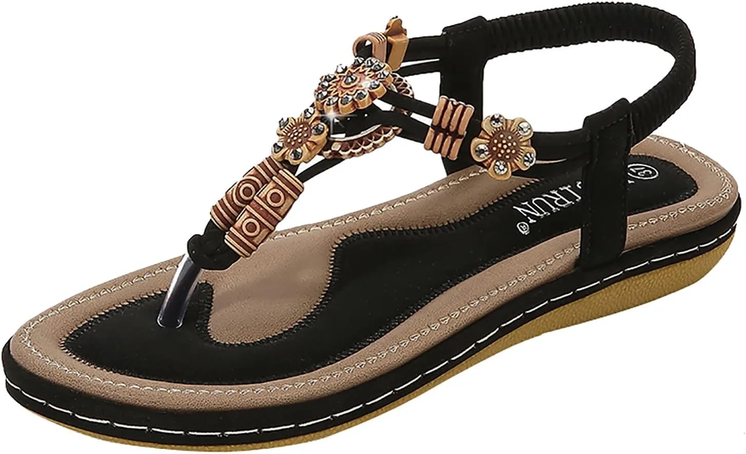 Women's Sandals Travel Summer Beach Sandals Comfortable Slip-On Flat Sandals Ankle Elastic Strap Shoes