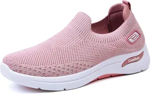 Womens Shoes Free Slip-Ins Relaxed Fit Sport Sneaker Comfortable Soft Sole Slip-On Loafers Tennis Shoes Breathable Fly Woven Mesh Sneakers