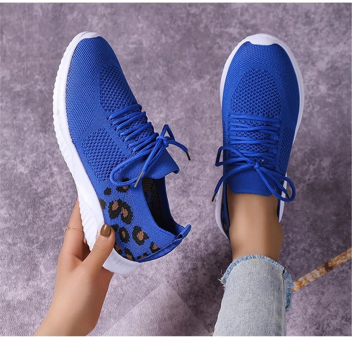 Womens Slip On Walking Shoes Non Slip Running Shoes Knitted Mesh Breathable Sneakers Athletic Tennis Sneakers Mesh Workout Casual Outdoor Leisure Sports Shoes