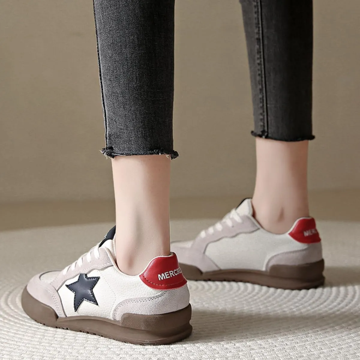 Womens Star German Trainer Shoes Fashion Sneakers Classic Retro Trainers Skate Shoes for Girl Walking Fit Well