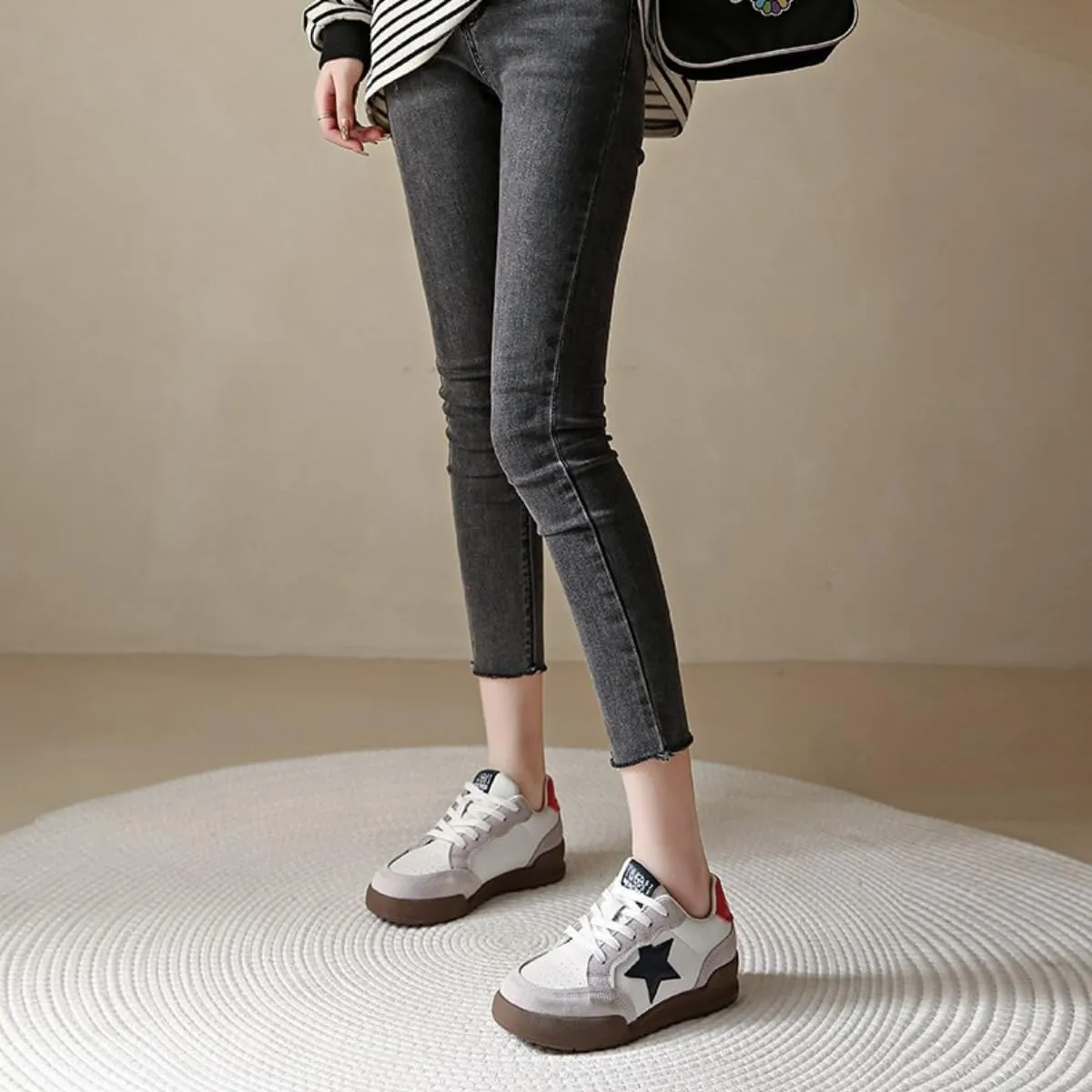 Womens Star German Trainer Shoes Fashion Sneakers Classic Retro Trainers Skate Shoes for Girl Walking Fit Well
