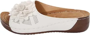 Womens Summer Beach Sandals Flower Orthopedic Wedge Sandals with Arch Support Comfortable Slip On Platform Flats