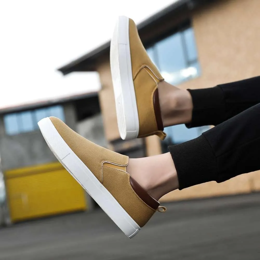 YAXE Men's Slip On Canvas Loafers Casual Skateboarding Shoes
