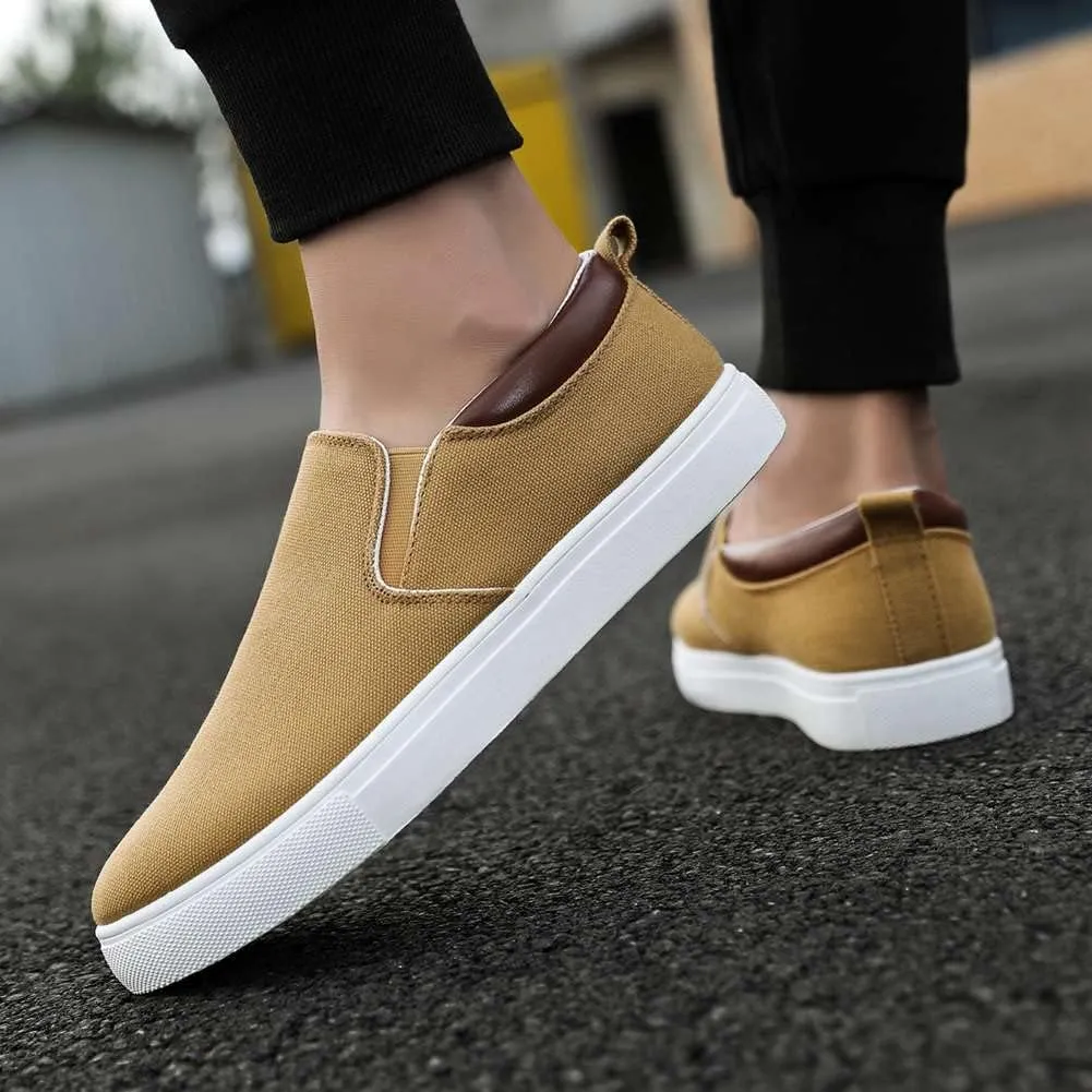 YAXE Men's Slip On Canvas Loafers Casual Skateboarding Shoes