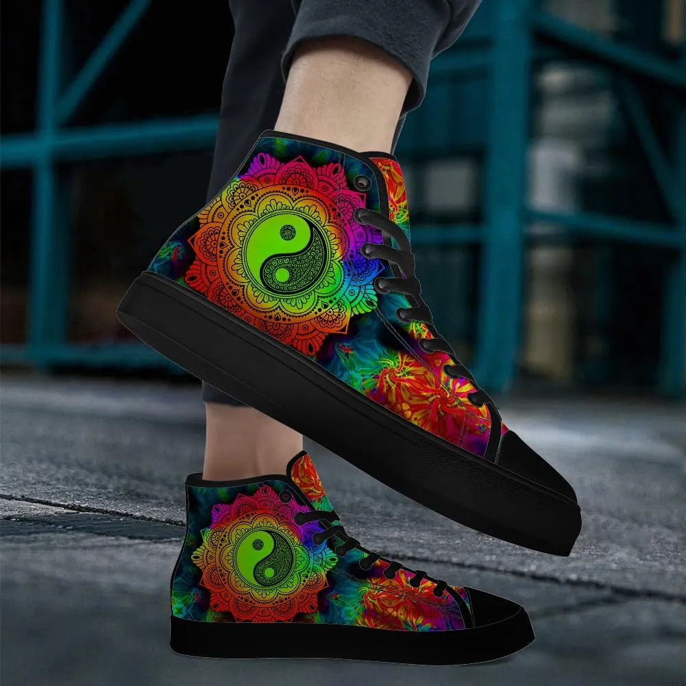 Yin and Yang High Top Canvas Shoes High Top Sneakers Lace Up Casual Shoes Gifts for Men Women