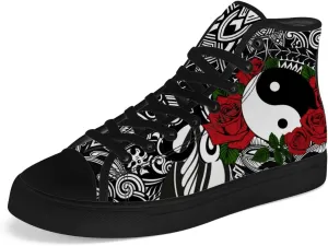 Yin and Yang High Top Canvas Shoes High Top Sneakers Lace Up Casual Shoes Gifts for Men Women