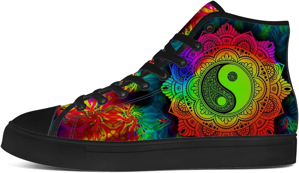 Yin and Yang High Top Canvas Shoes High Top Sneakers Lace Up Casual Shoes Gifts for Men Women