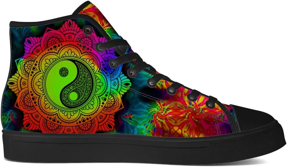 Yin and Yang High Top Canvas Shoes High Top Sneakers Lace Up Casual Shoes Gifts for Men Women