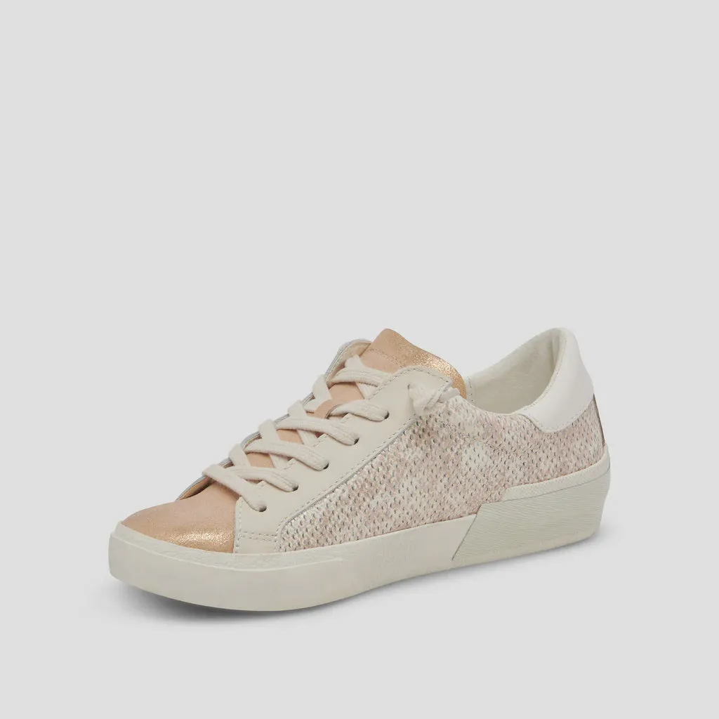Zina Sand Embossed Leather Sneakers